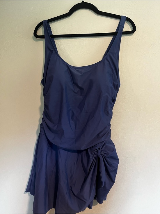 Other - Navy Blue One-Piece Swimdress with Skirted Detail